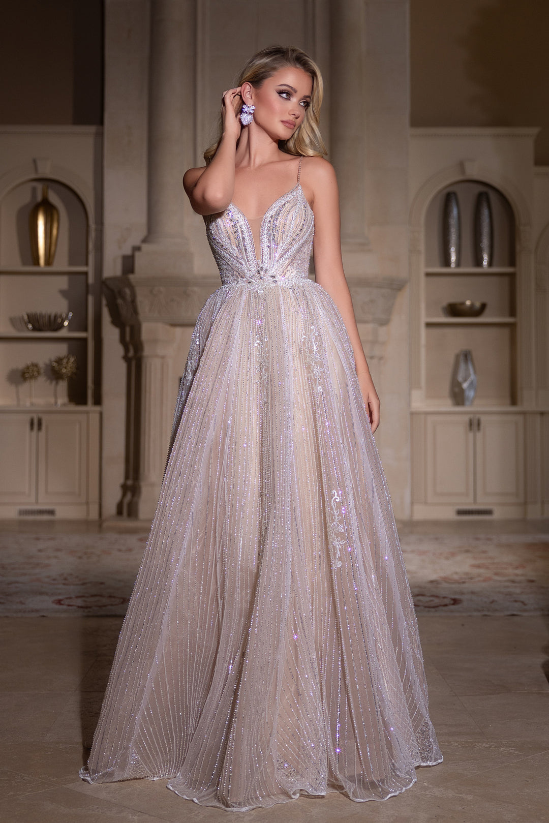 PORTIA & SCARLETT PS25310 A-Line Spaghetti Straps Embellished Prom Dress