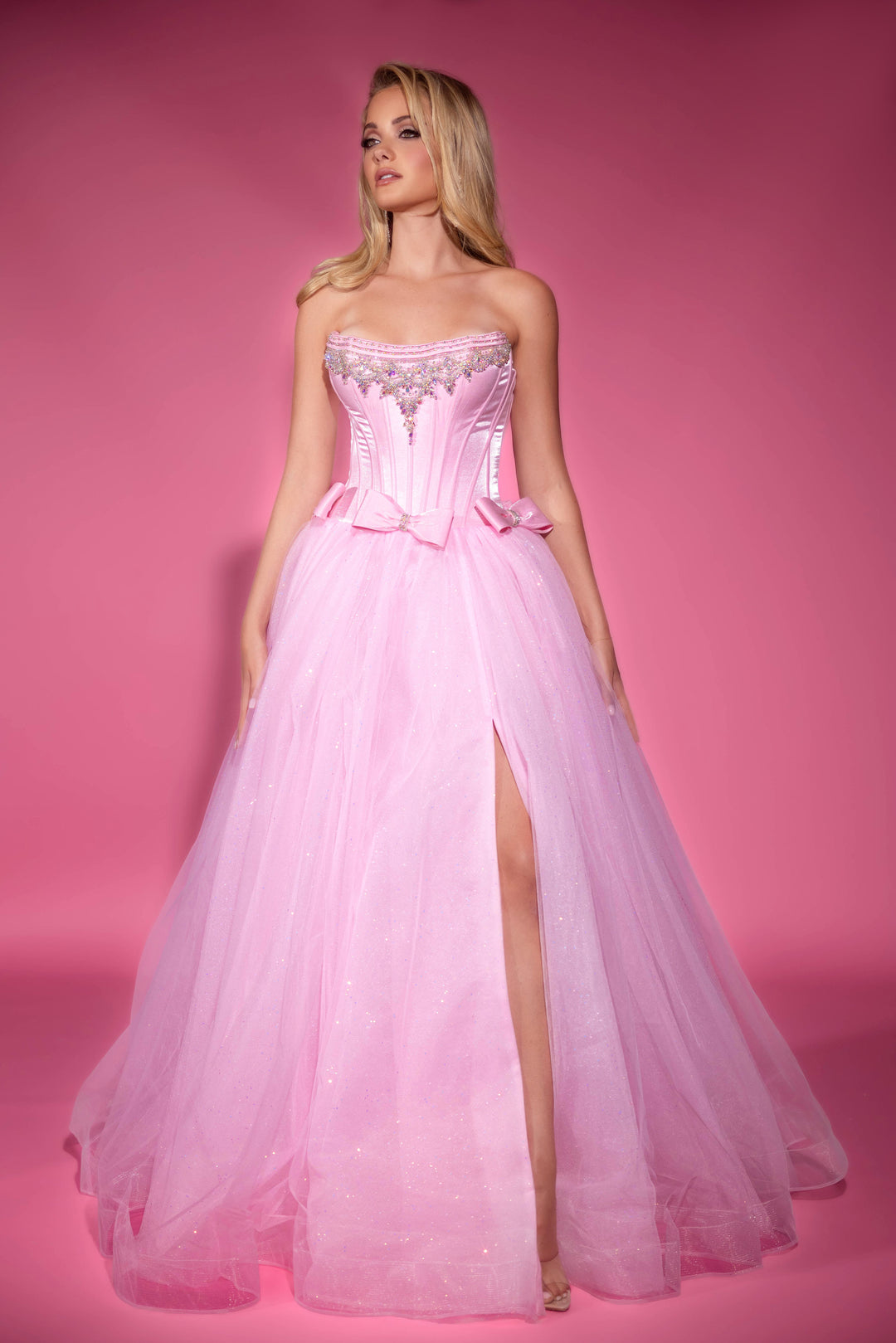PORTIA & SCARLETT PS25336 Fitted Crystal Beaded Strapless Scoop Ballgown