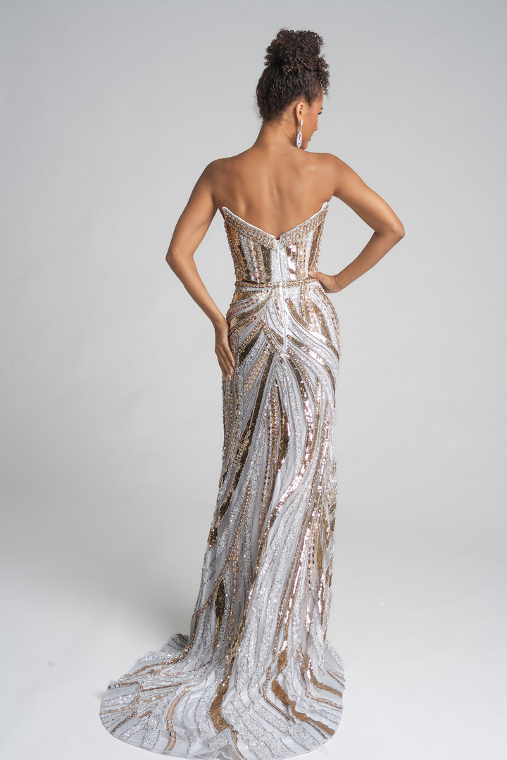 Portia & Scarlett PS25984C Strapless Cocktail Dress With High Slit