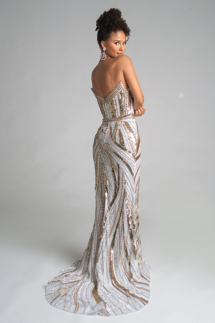 Portia & Scarlett PS25984C Strapless Cocktail Dress With High Slit