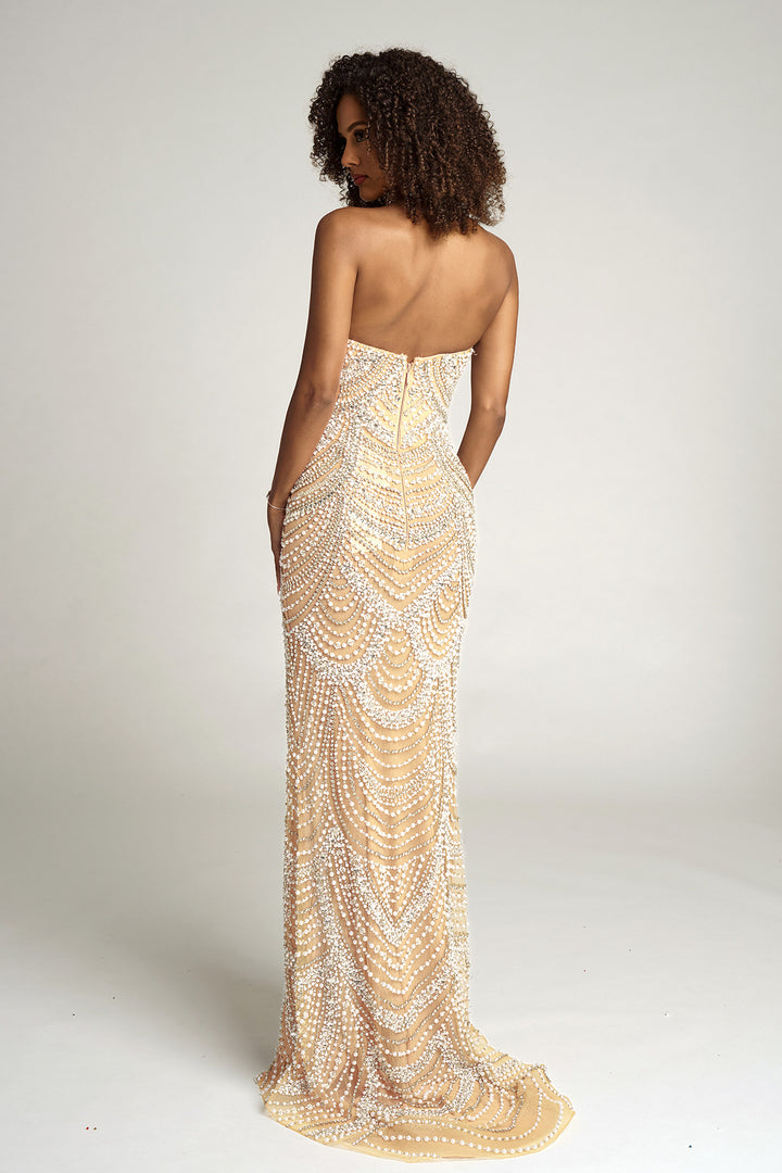Portia & Scarlett PS25994C Evening Gown With Beaded V-Neckline