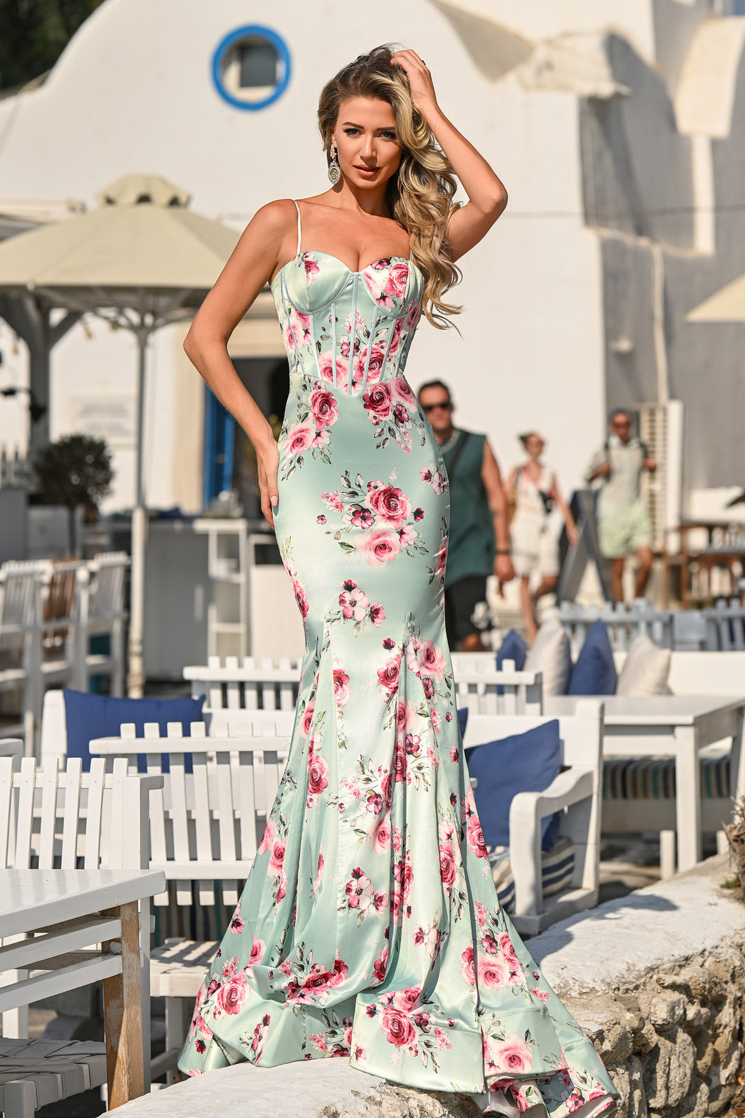Portia & Scarlett PS26000 Floral Corset Mermaid Prom Dress