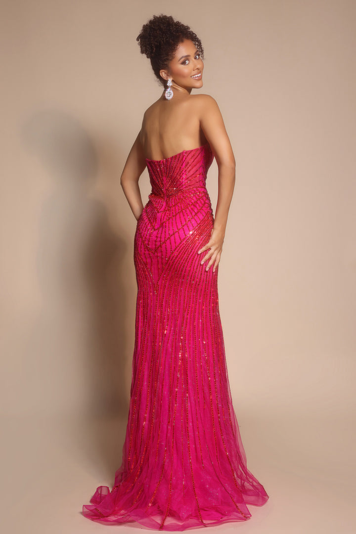 Portia & Scarlett PS26004 Geometric Beaded Sheath Prom Dress