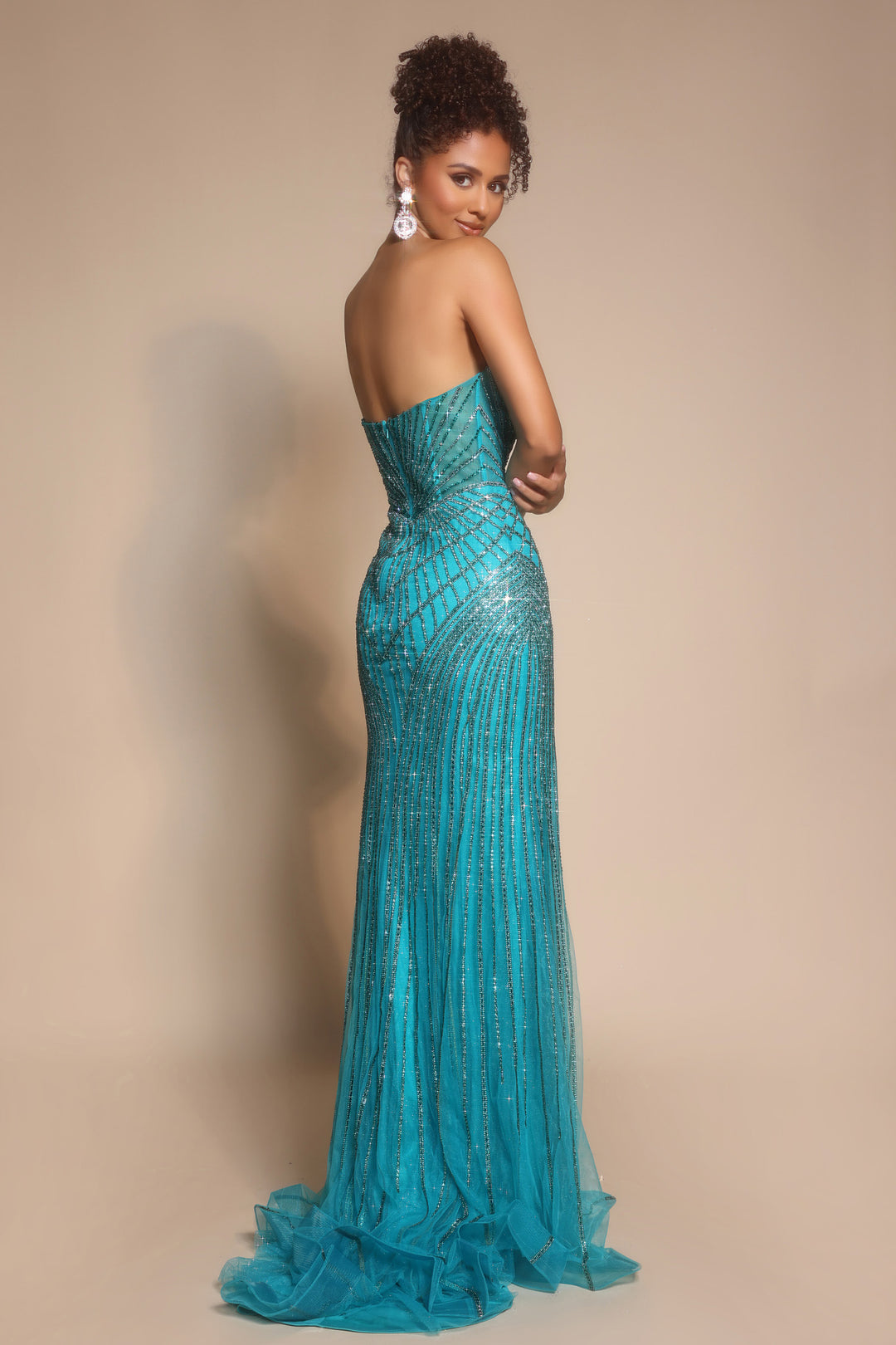 Portia & Scarlett PS26004 Geometric Beaded Sheath Prom Dress