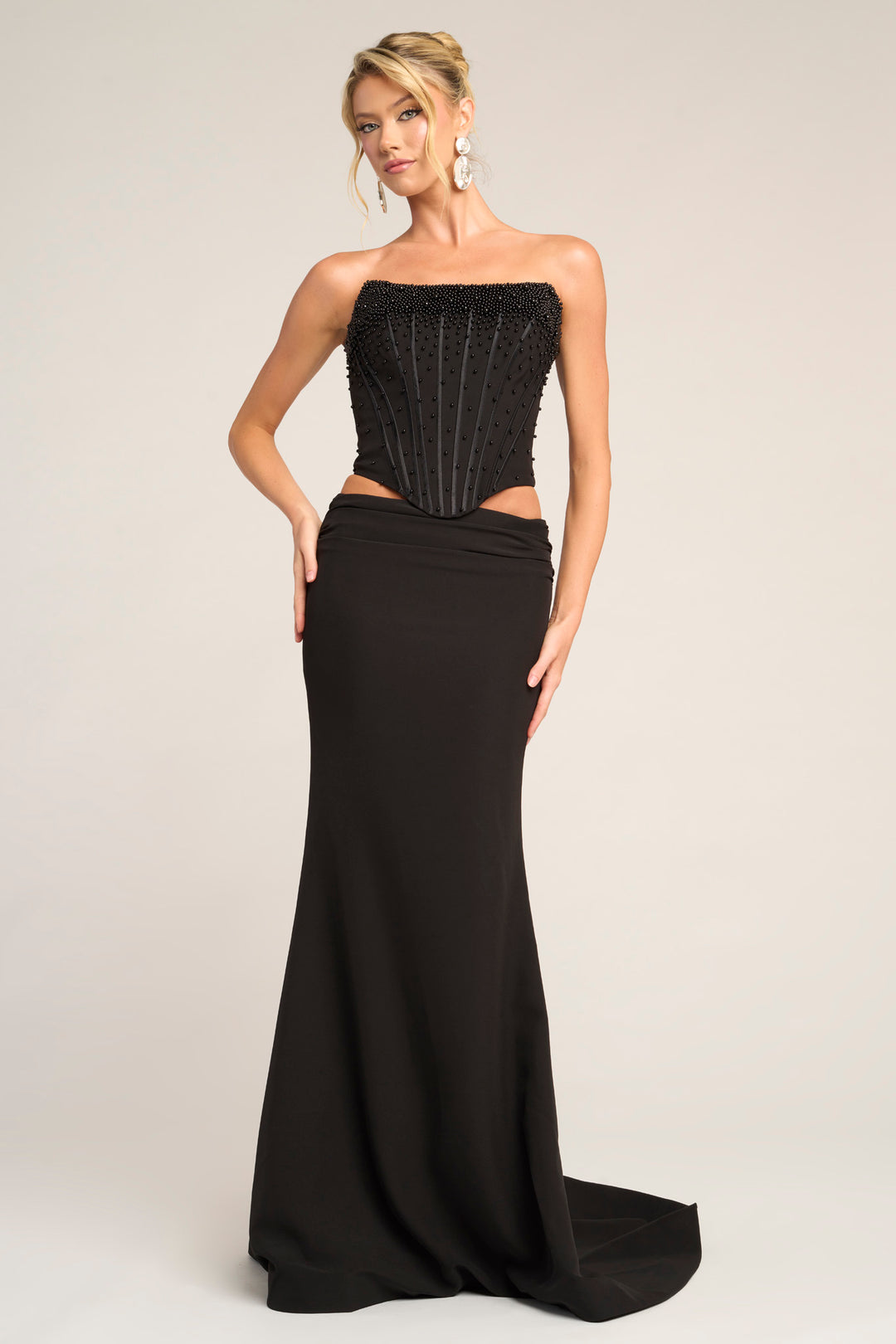 Portia & Scarlett PS26007 Evening Gown Pearl Encrusted Sheath Dress