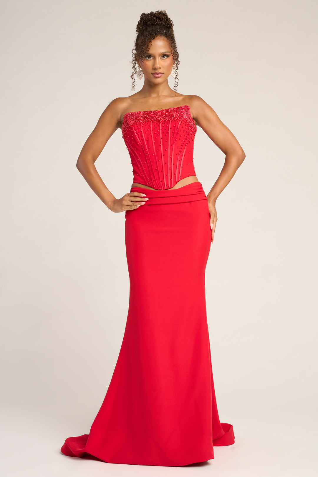 Portia & Scarlett PS26007 Evening Gown Pearl Encrusted Sheath Dress