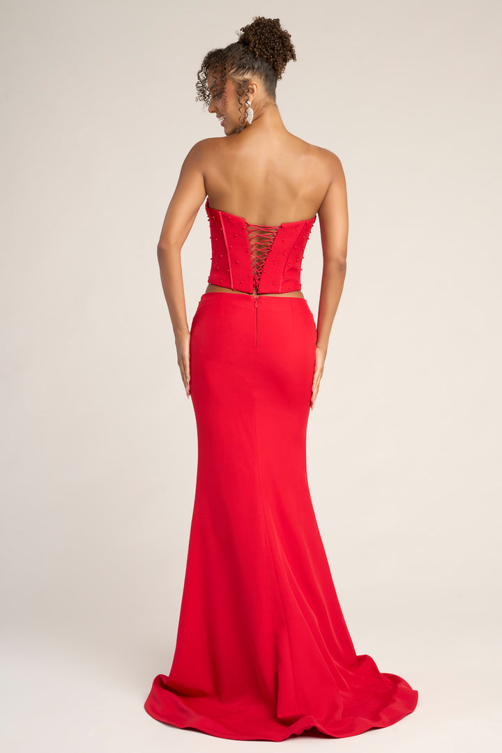Portia & Scarlett PS26007 Evening Gown Pearl Encrusted Sheath Dress