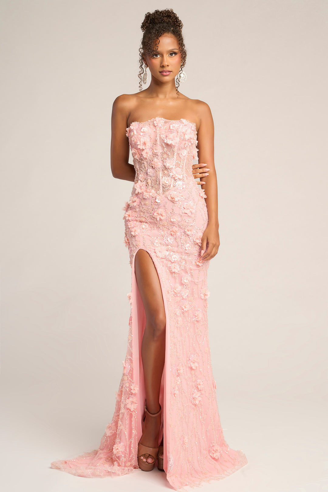 Portia & Scarlett PS26011 3D Floral Beaded Prom Dress Sheath