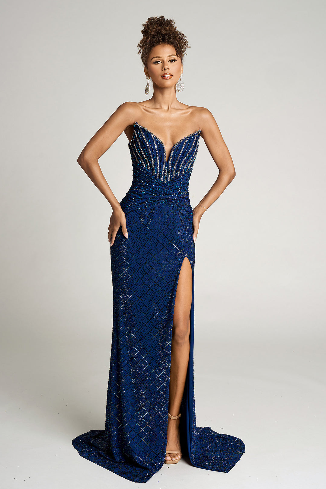 Portia & Scarlett PS26016 Beaded Prom Dress With Deep V-Neckline