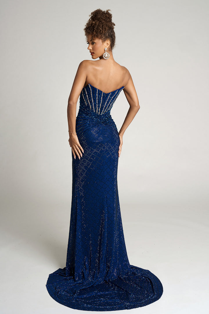 Portia & Scarlett PS26016 Beaded Prom Dress With Deep V-Neckline