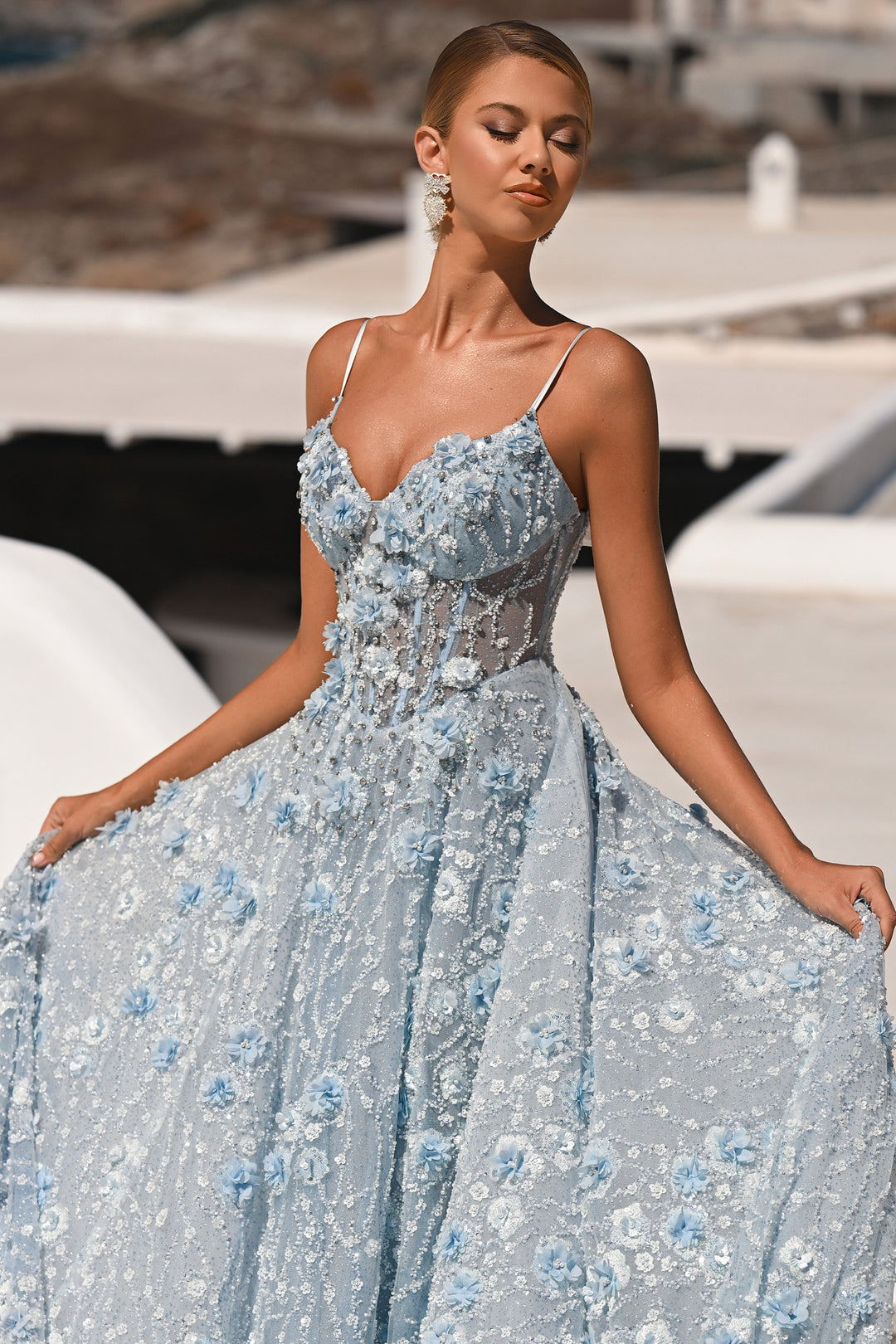 Portia & Scarlett PS26027 A-Line Prom Dress With 3D Floral Detail