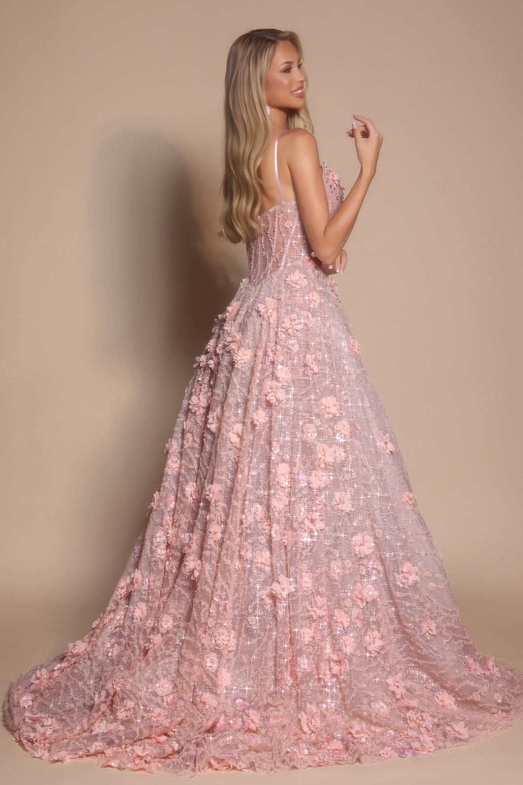 Portia & Scarlett PS26027 A-Line Prom Dress With 3D Floral Detail