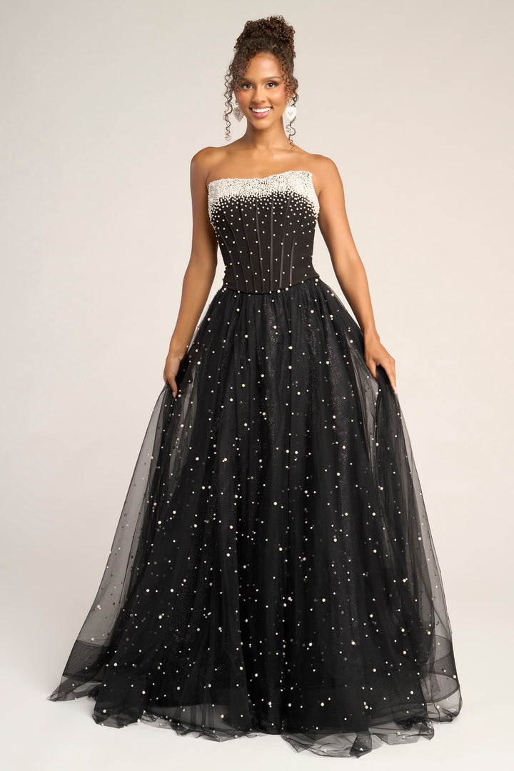 Portia & Scarlett PS26034 A-Line Prom Dress With Pearl Embellishments