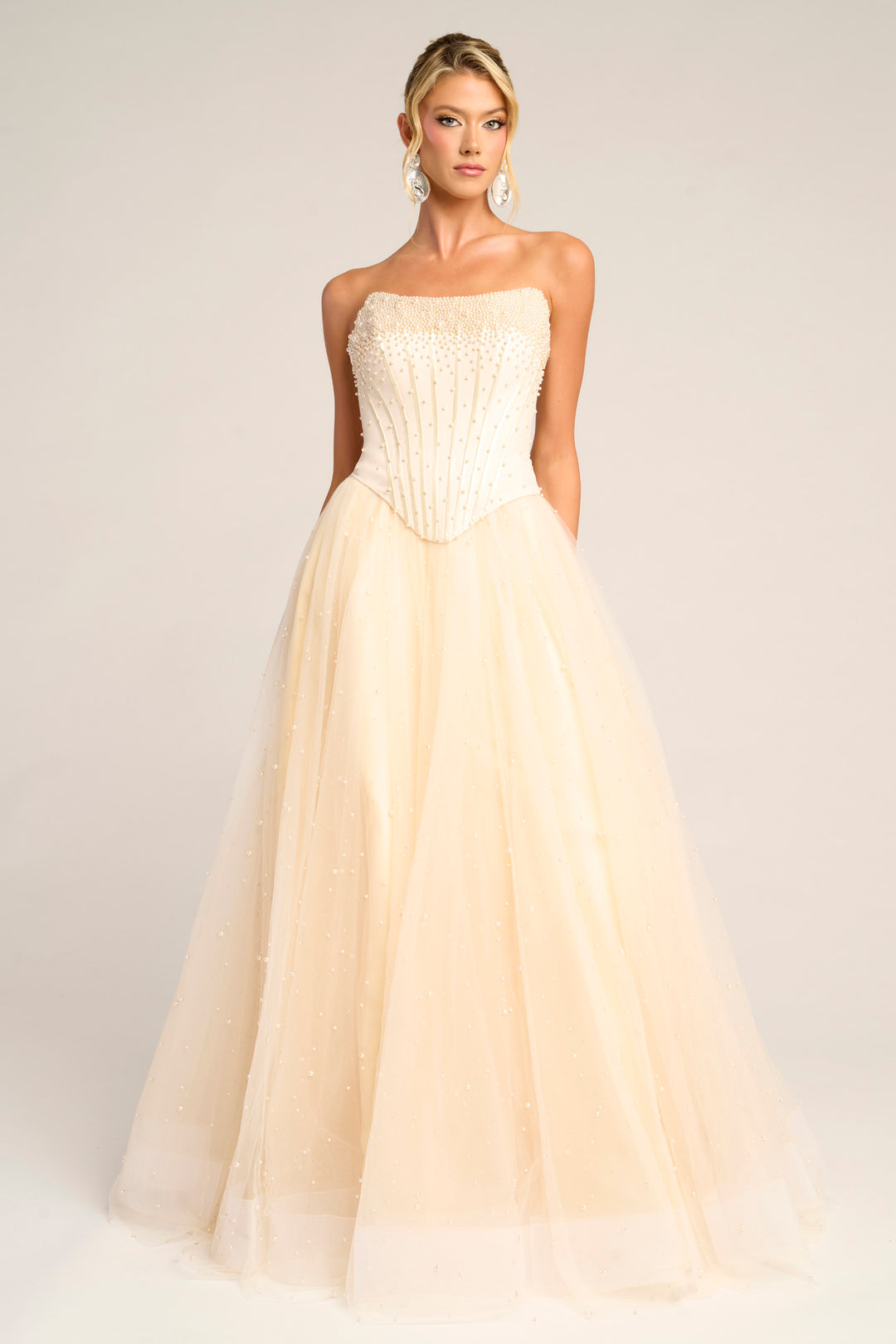 Portia & Scarlett PS26034 A-Line Prom Dress With Pearl Embellishments