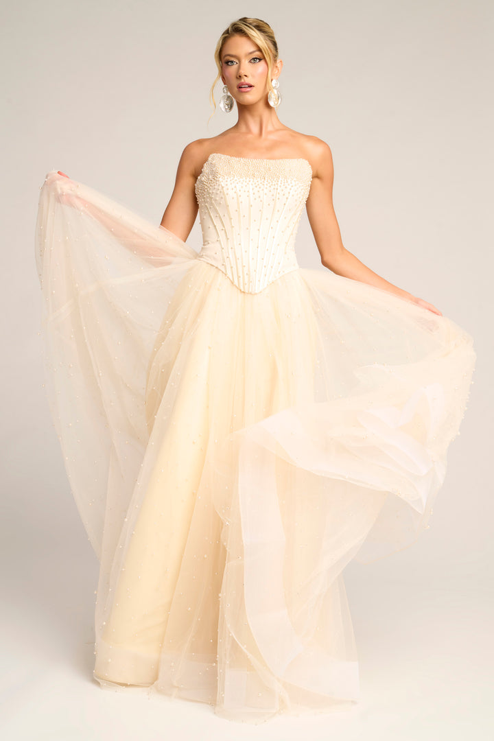 Portia & Scarlett PS26034 A-Line Prom Dress With Pearl Embellishments