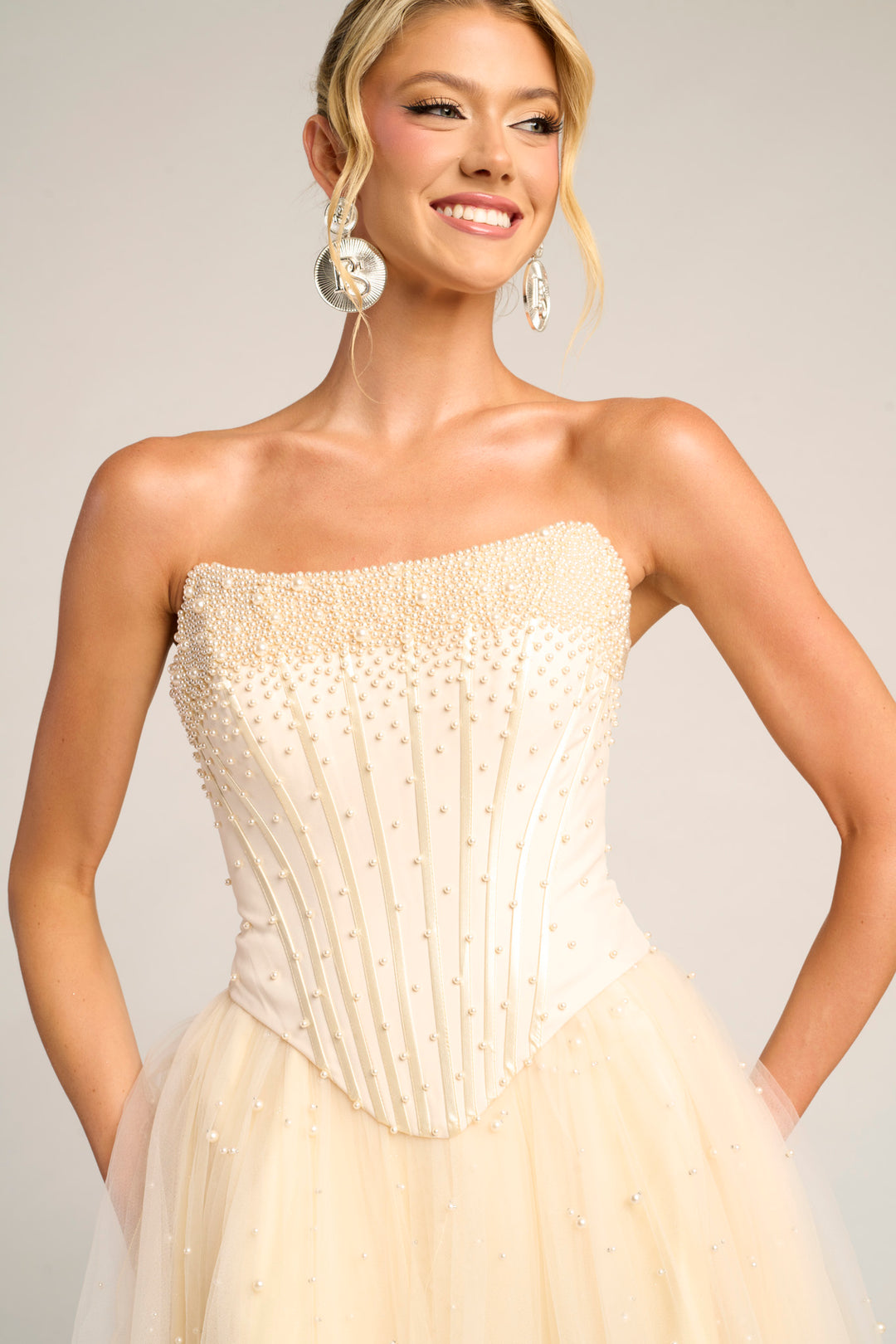 Portia & Scarlett PS26034 A-Line Prom Dress With Pearl Embellishments