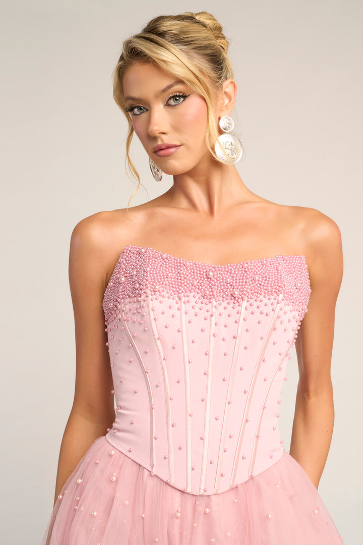 Portia & Scarlett PS26034 A-Line Prom Dress With Pearl Embellishments