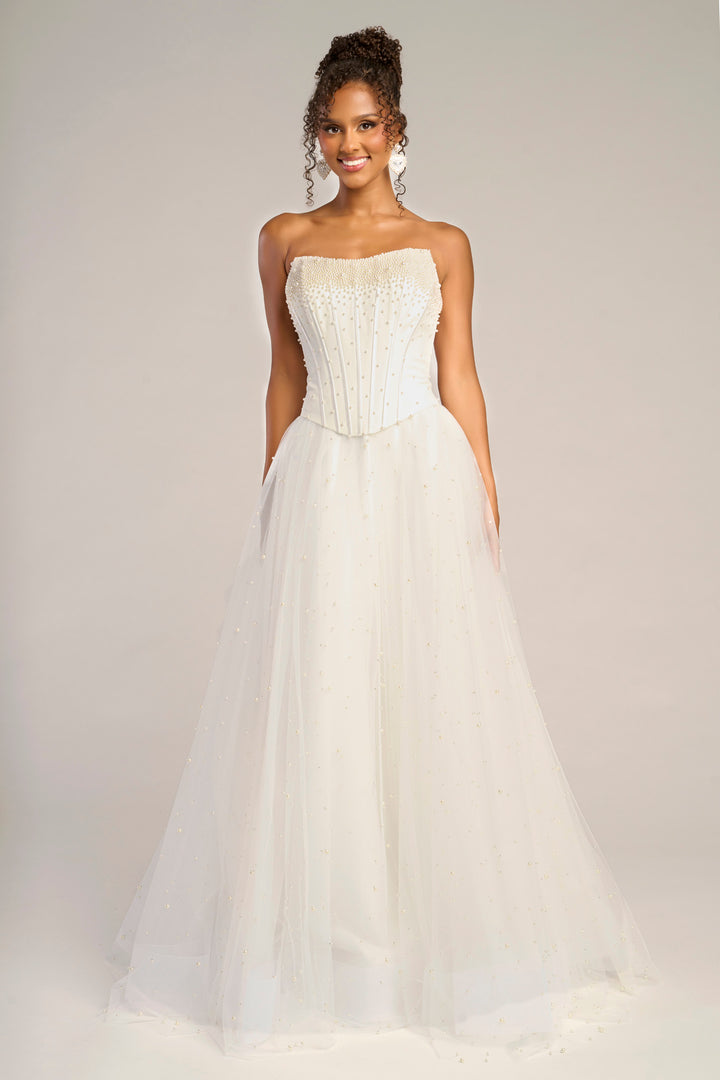 Portia & Scarlett PS26034 A-Line Prom Dress With Pearl Embellishments