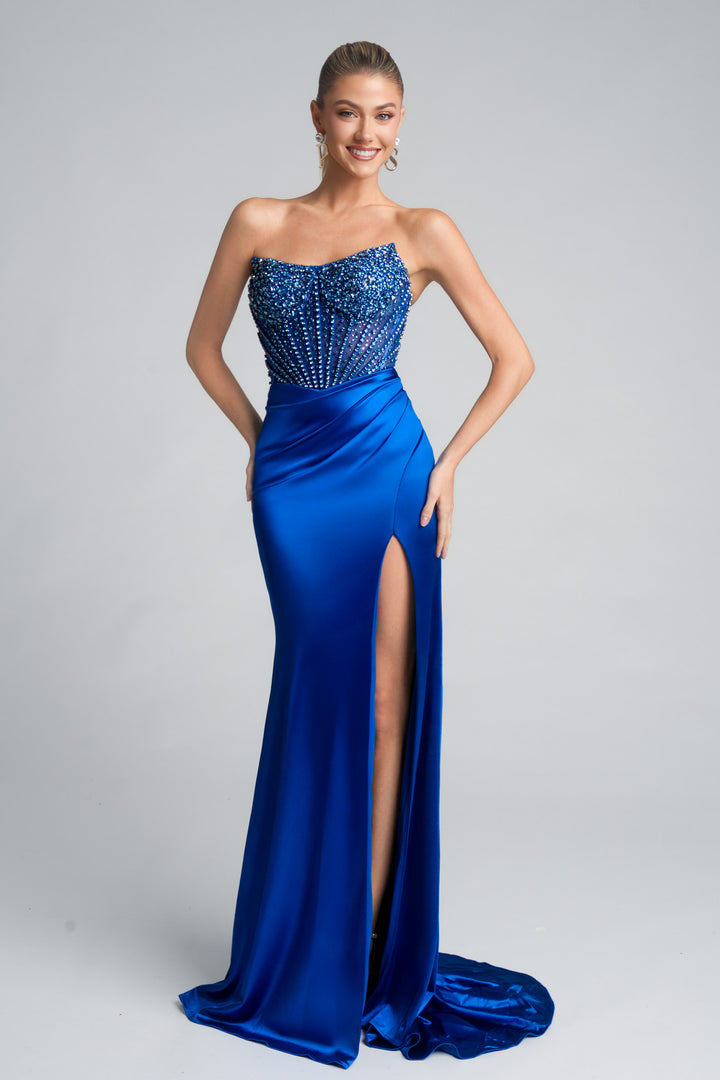 Portia & Scarlett PS26041 Jeweled Corset Scoop Prom Dress