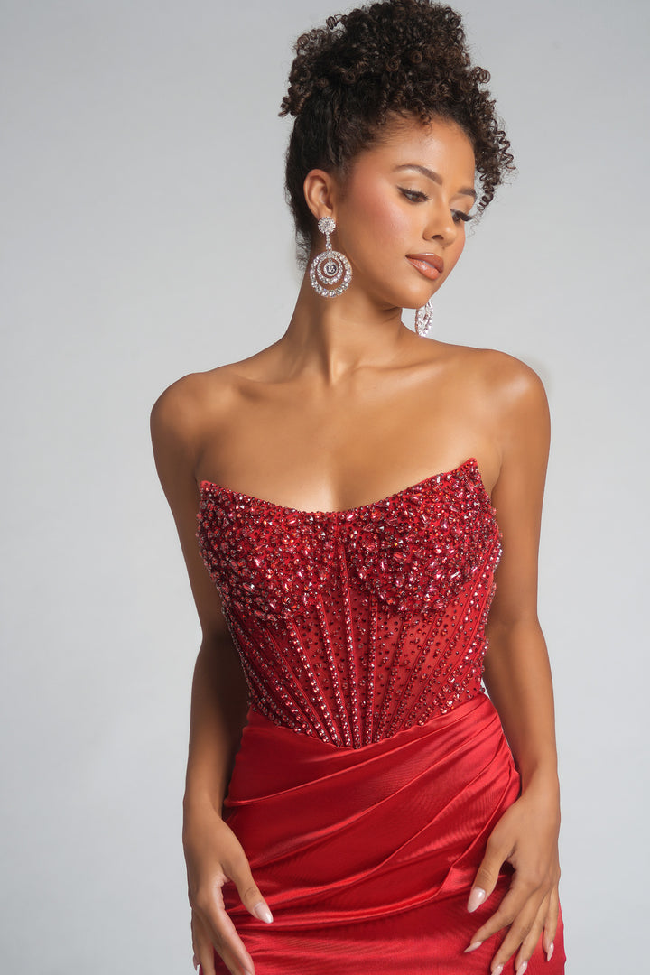 Portia & Scarlett PS26041 Jeweled Corset Scoop Prom Dress