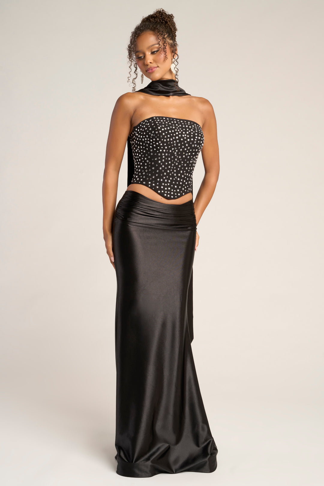 Portia & Scarlett PS26042 Beaded Sheath Prom Dress With Scarf