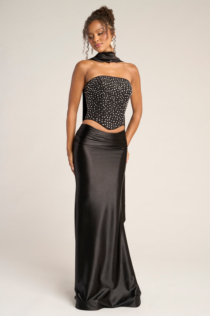 Portia & Scarlett PS26042 Beaded Sheath Prom Dress With Scarf