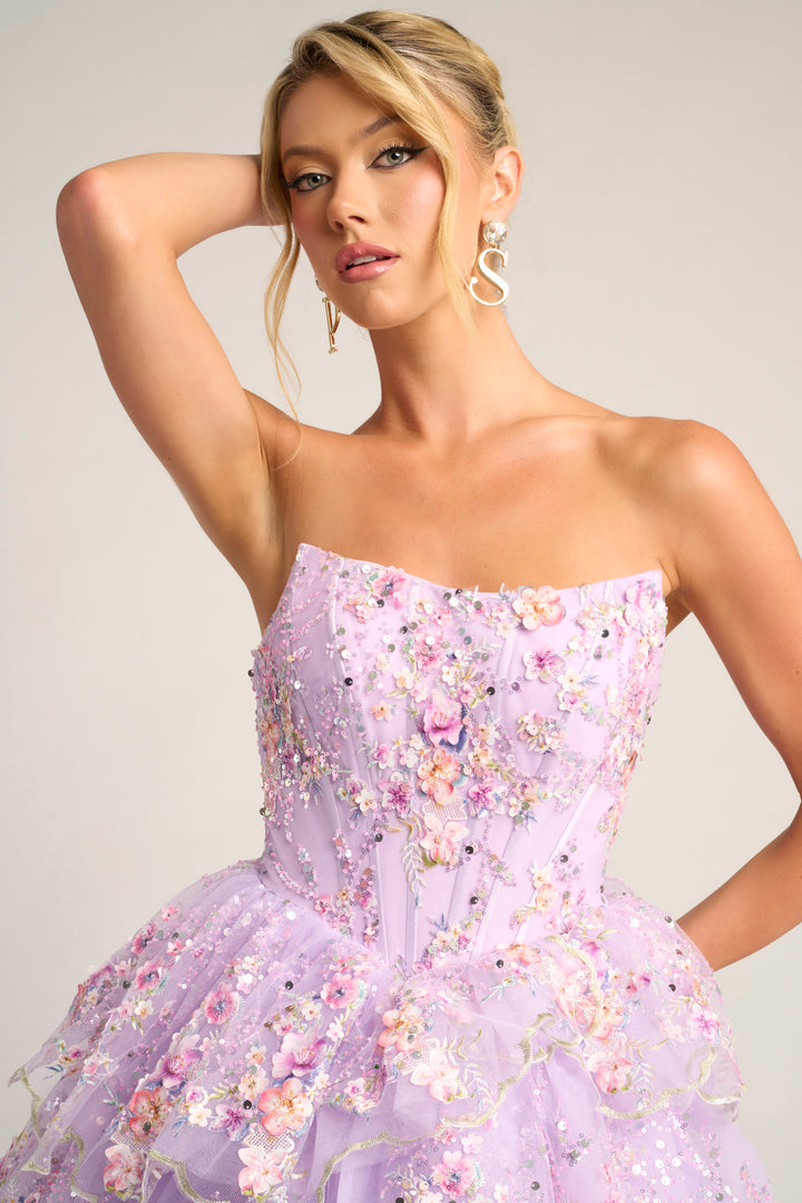 Portia & Scarlett PS26051 Evening Gown Scoop Neck Floral Design