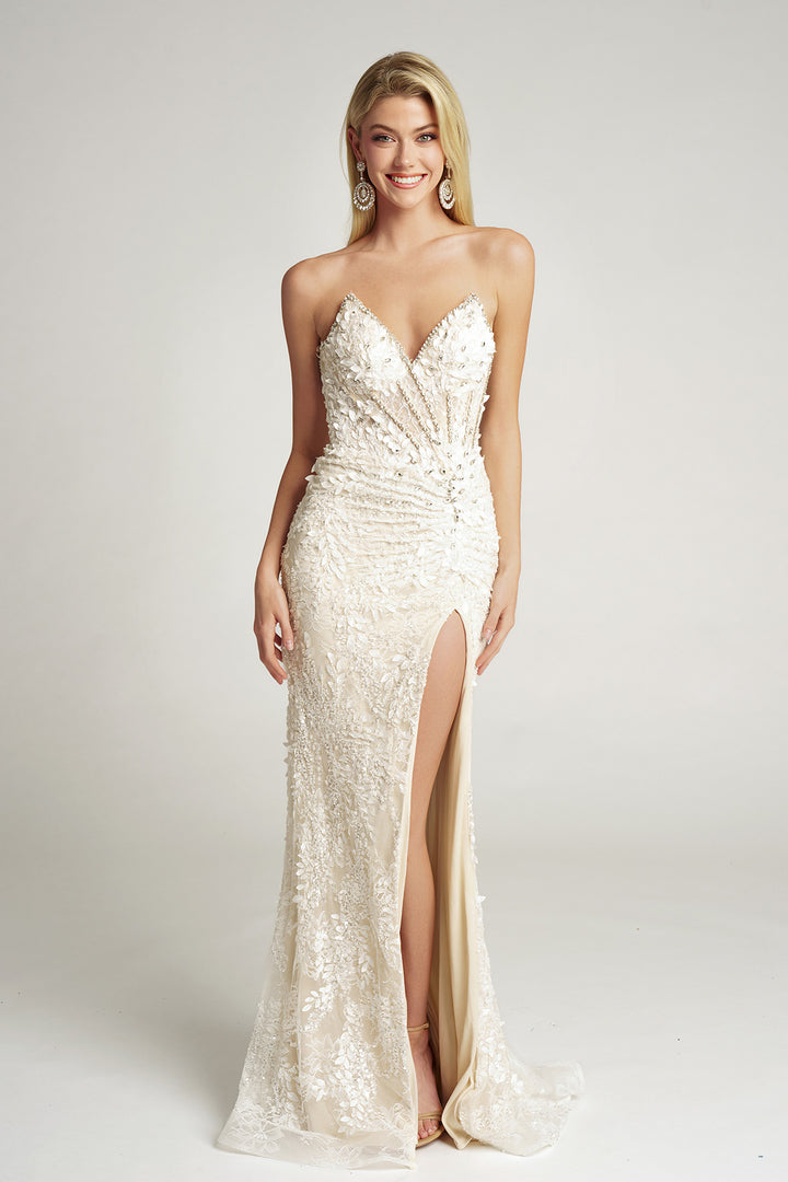 Portia & Scarlett PS26052 Strapless Floral Embellished Prom Dress