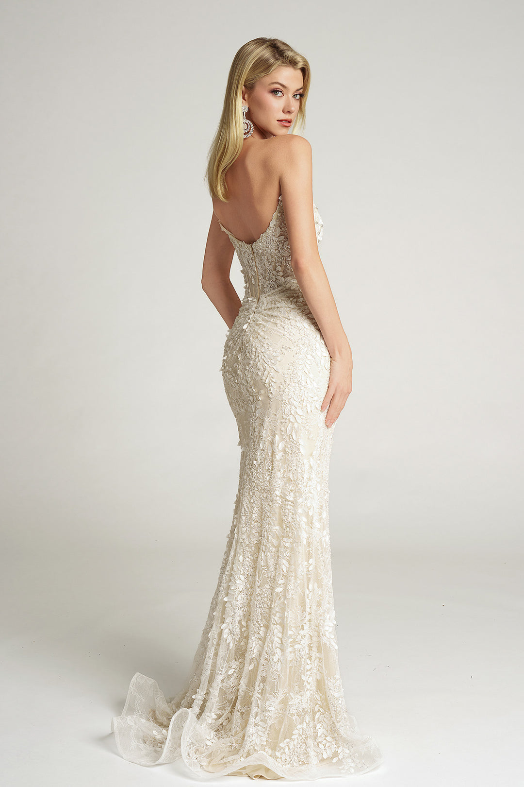 Portia & Scarlett PS26052 Strapless Floral Embellished Prom Dress