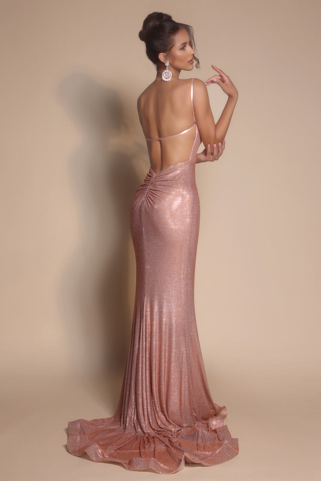 Portia & Scarlett PS26068 Cowl Neck Sparkle Prom Dress