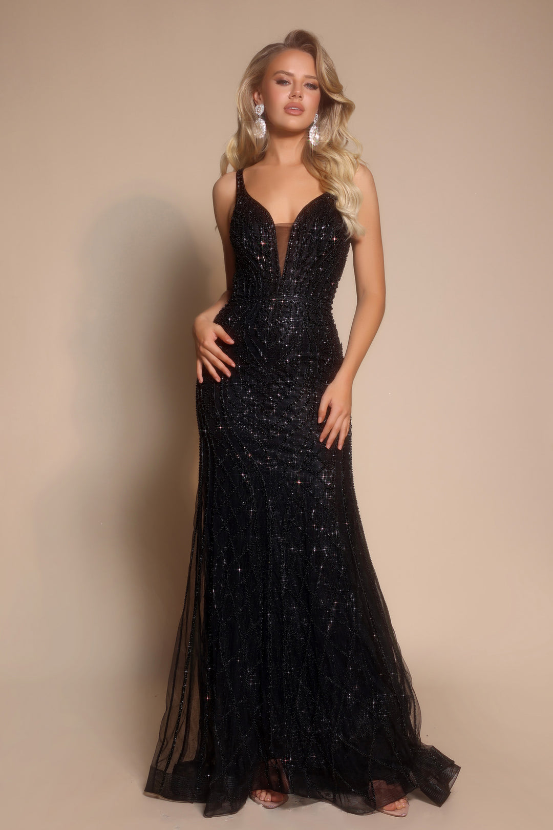 Portia & Scarlett PS26089 Plunging V-Neck Prom Dress