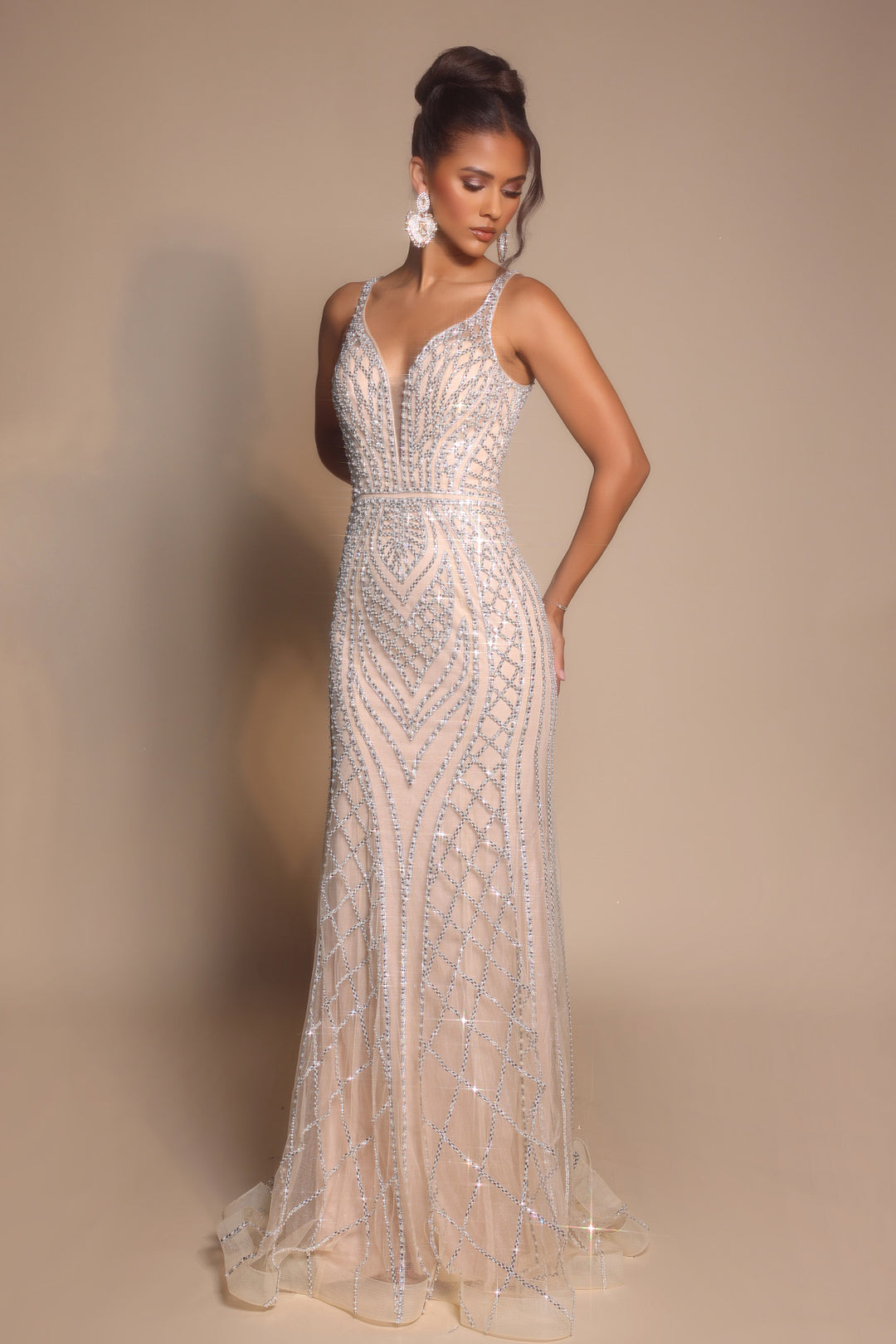 Portia & Scarlett PS26089 Plunging V-Neck Prom Dress