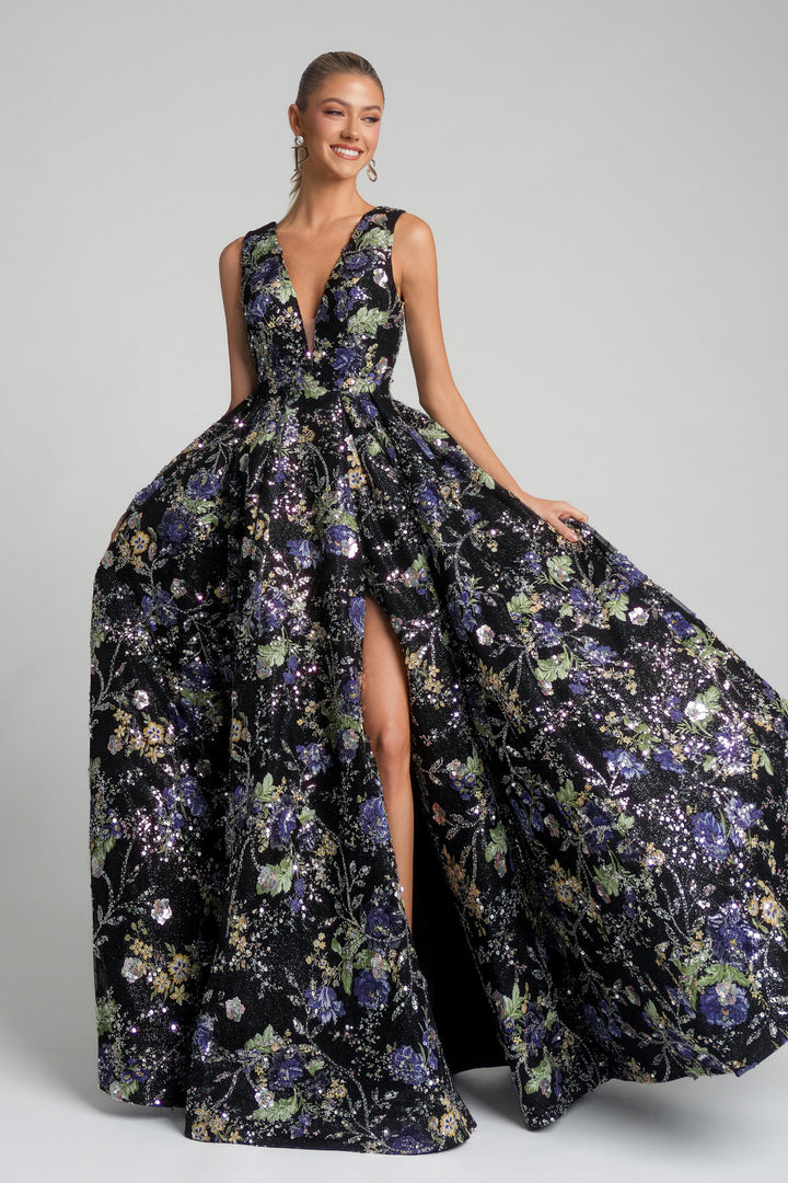 Portia & Scarlett PS26091 Floral Embellished A-Line Prom Dress