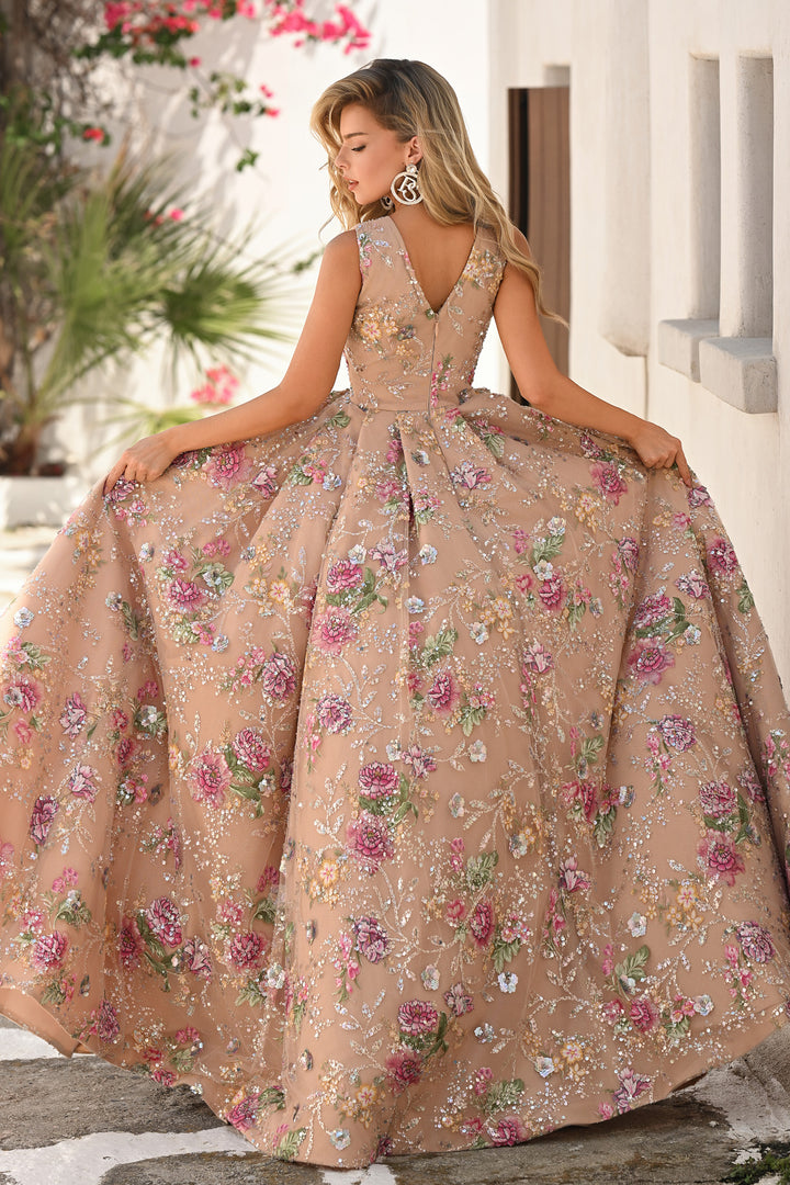 Portia & Scarlett PS26091 Floral Embellished A-Line Prom Dress