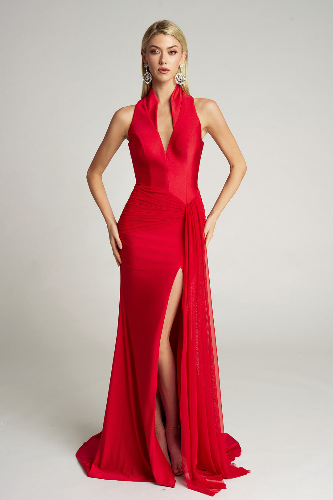Portia & Scarlett PS26111 V-Neckline Prom Dress With Side Drape