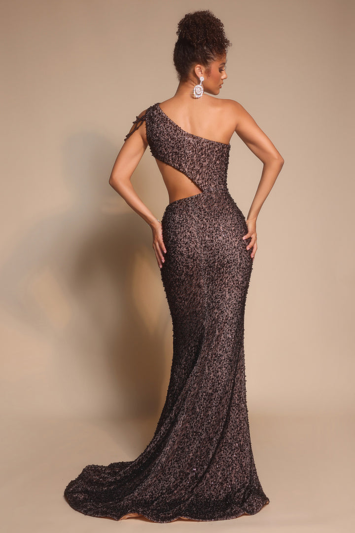 Portia & Scarlett PS26115 One Shoulder Beaded Prom Dress