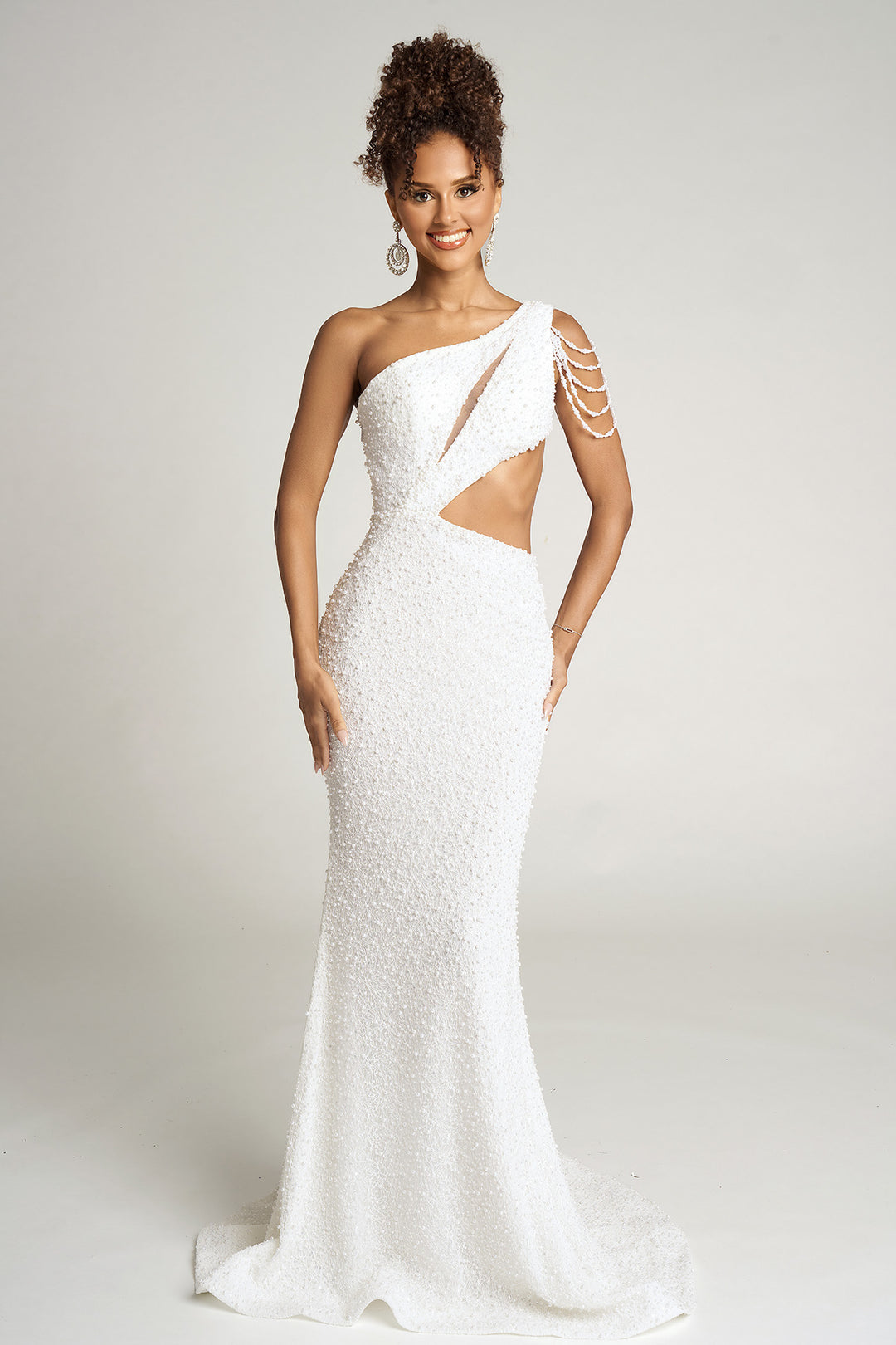 Portia & Scarlett PS26115 One Shoulder Beaded Prom Dress