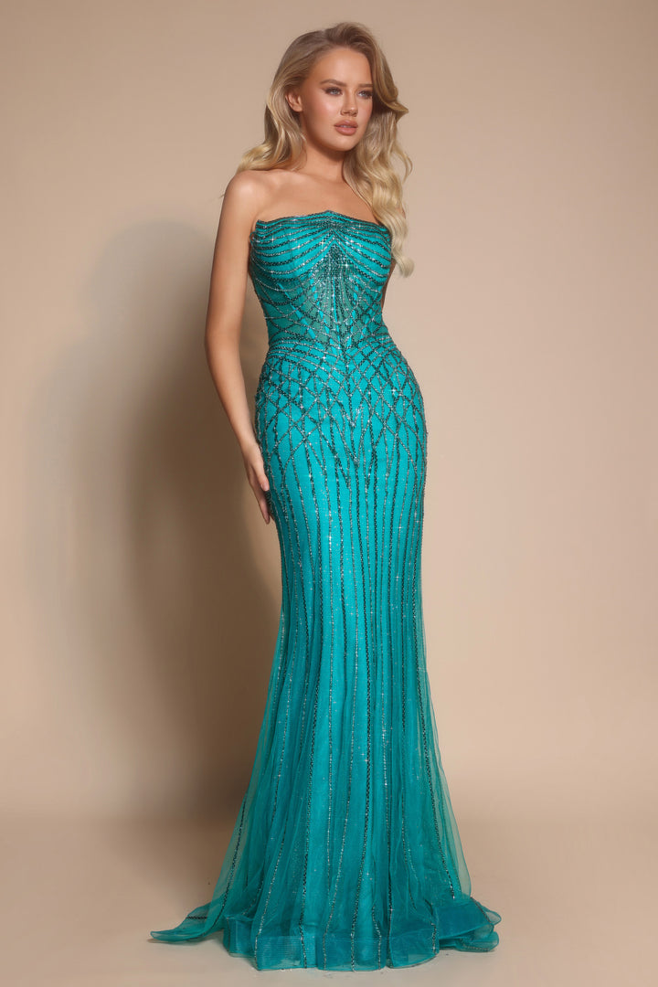 Portia & Scarlett PS26130 Evening Gown Strapless Beaded Design