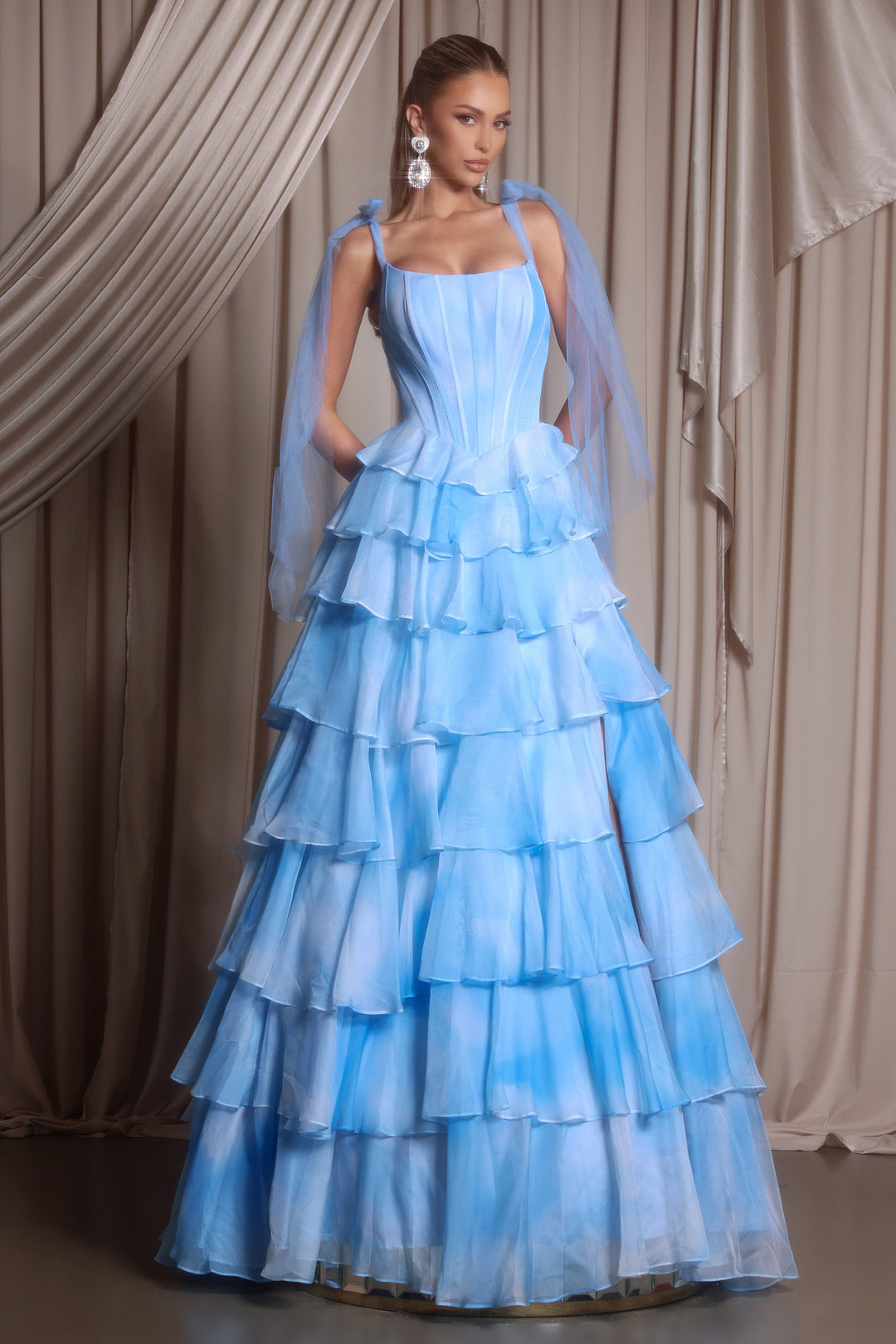 Portia & Scarlett PS26143 Off Shoulder Prom Dress With Ruffles