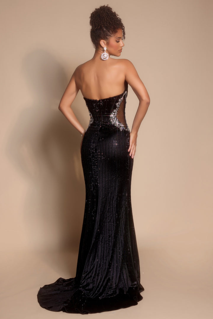 Portia & Scarlett PS26147 Evening Gown Long Sheer Sides Silhouette