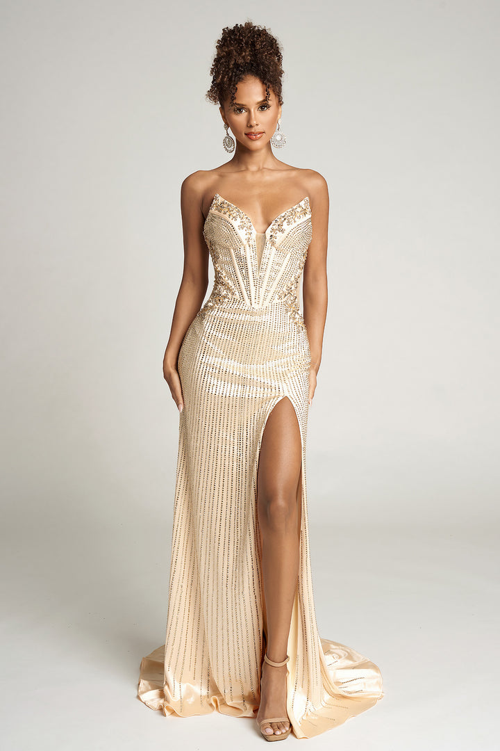 Portia & Scarlett PS26147 Evening Gown Long Sheer Sides Silhouette