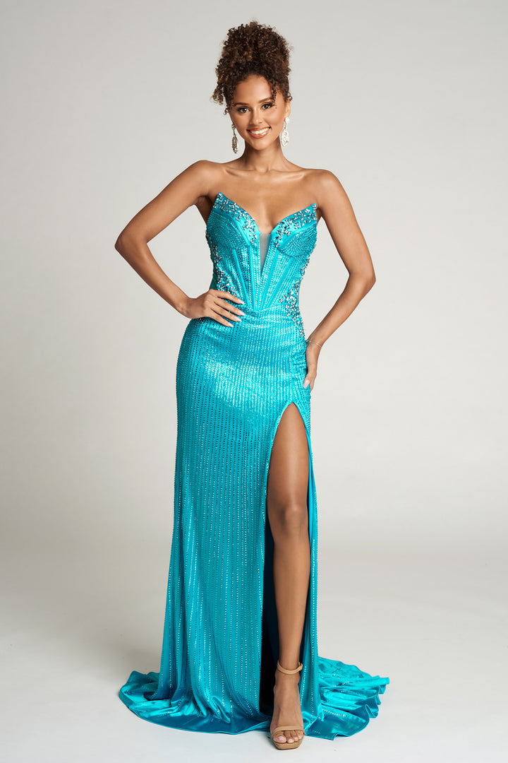 Portia & Scarlett PS26147 Evening Gown Long Sheer Sides Silhouette