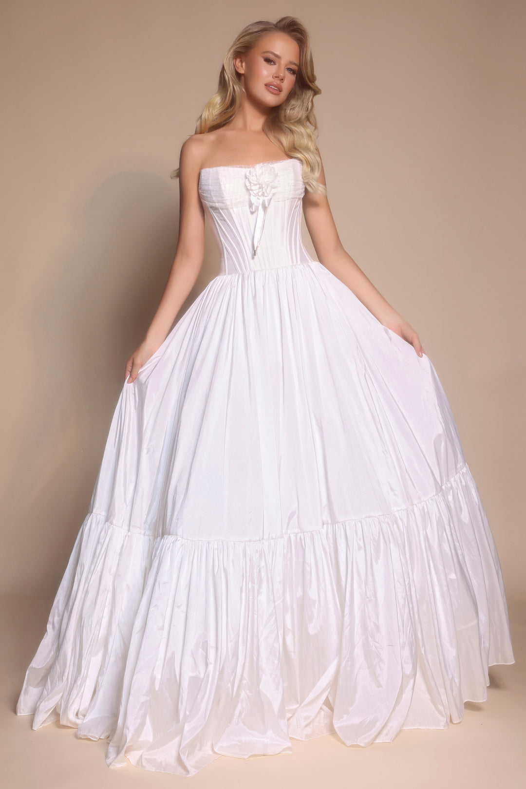 Portia & Scarlett PS26148 Evening Gown Tiered Hem Ballgown