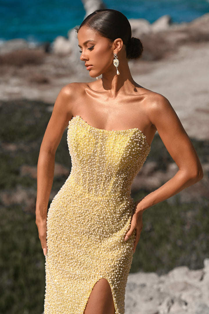 Portia & Scarlett PS26173 Evening Gown Pearl Embellished Scoop Neck