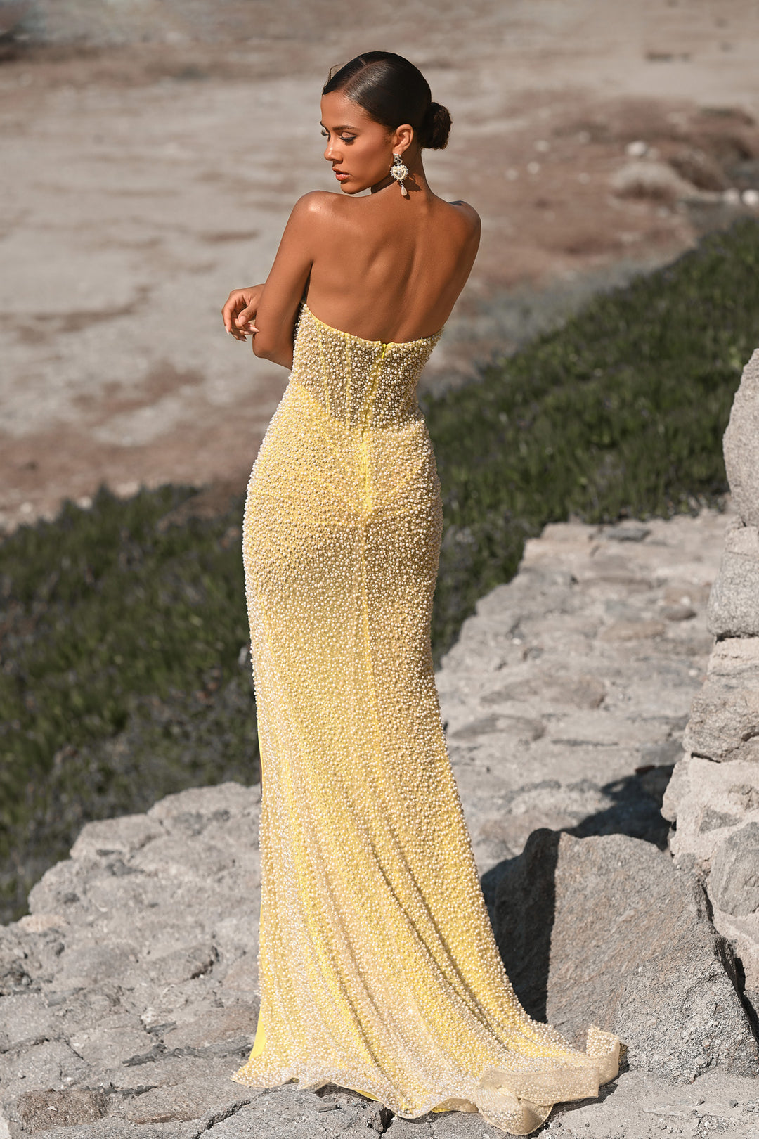 Portia & Scarlett PS26173 Evening Gown Pearl Embellished Scoop Neck