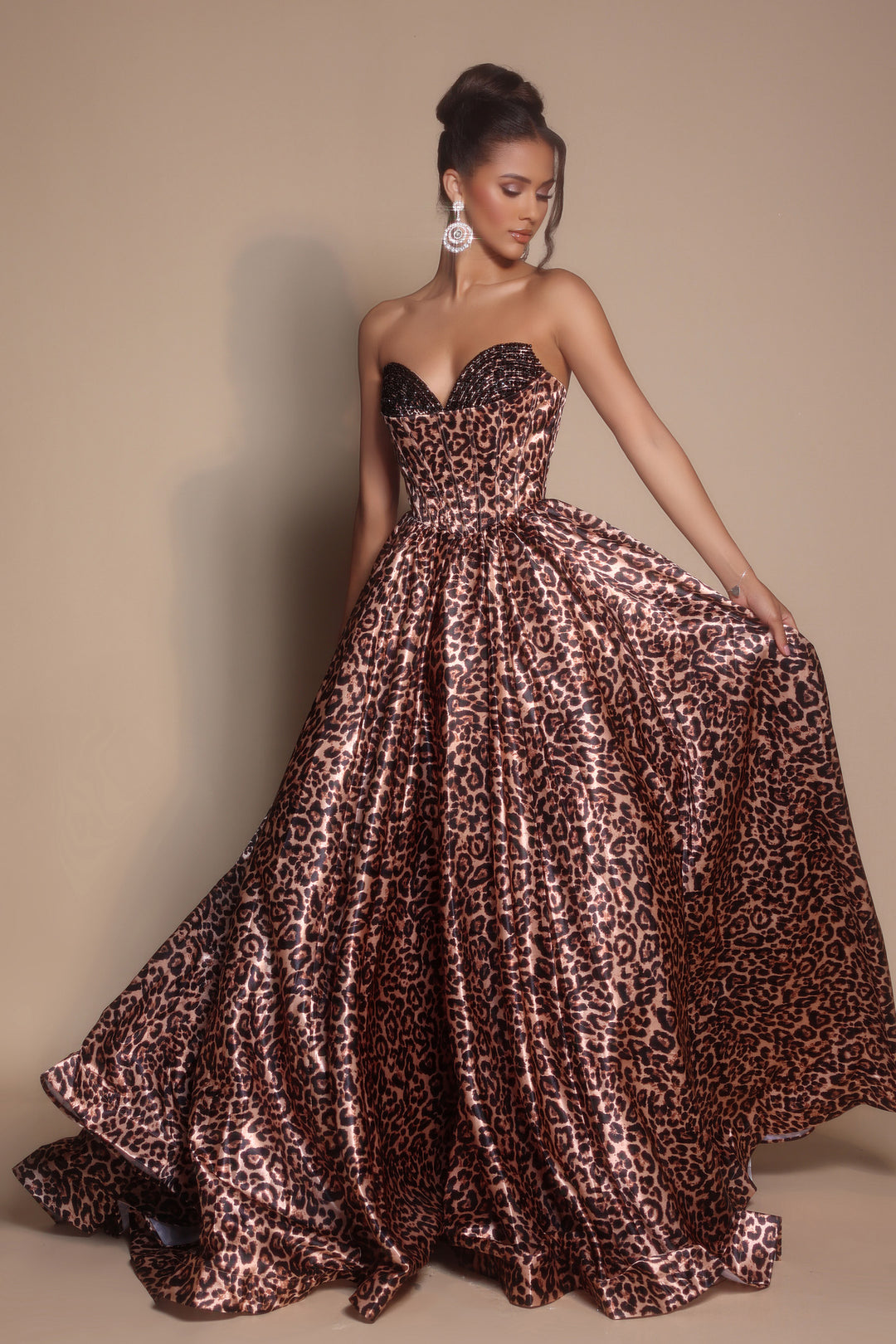 Portia & Scarlett PS26188 Leopard Print Ballgown Prom Dress
