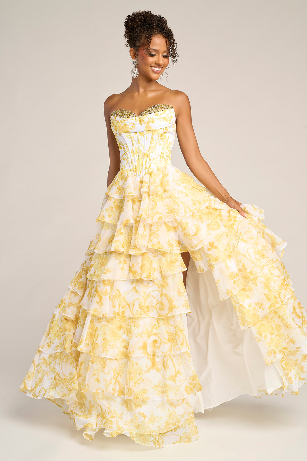 Portia & Scarlett PS26210 Floral Print A-Line Prom Dress