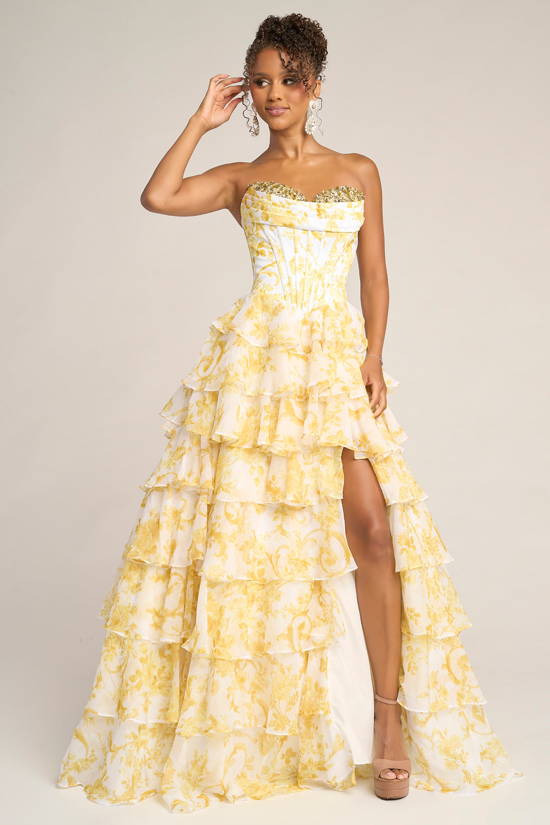 Portia & Scarlett PS26210 Floral Print A-Line Prom Dress