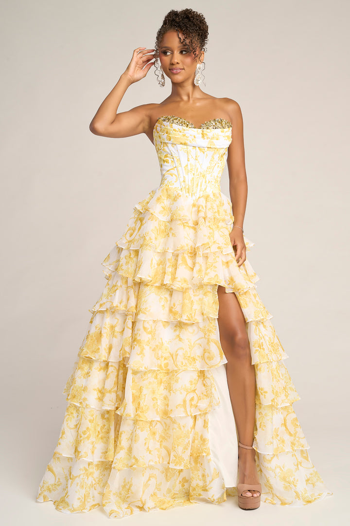 Portia & Scarlett PS26210 Floral Print A-Line Prom Dress