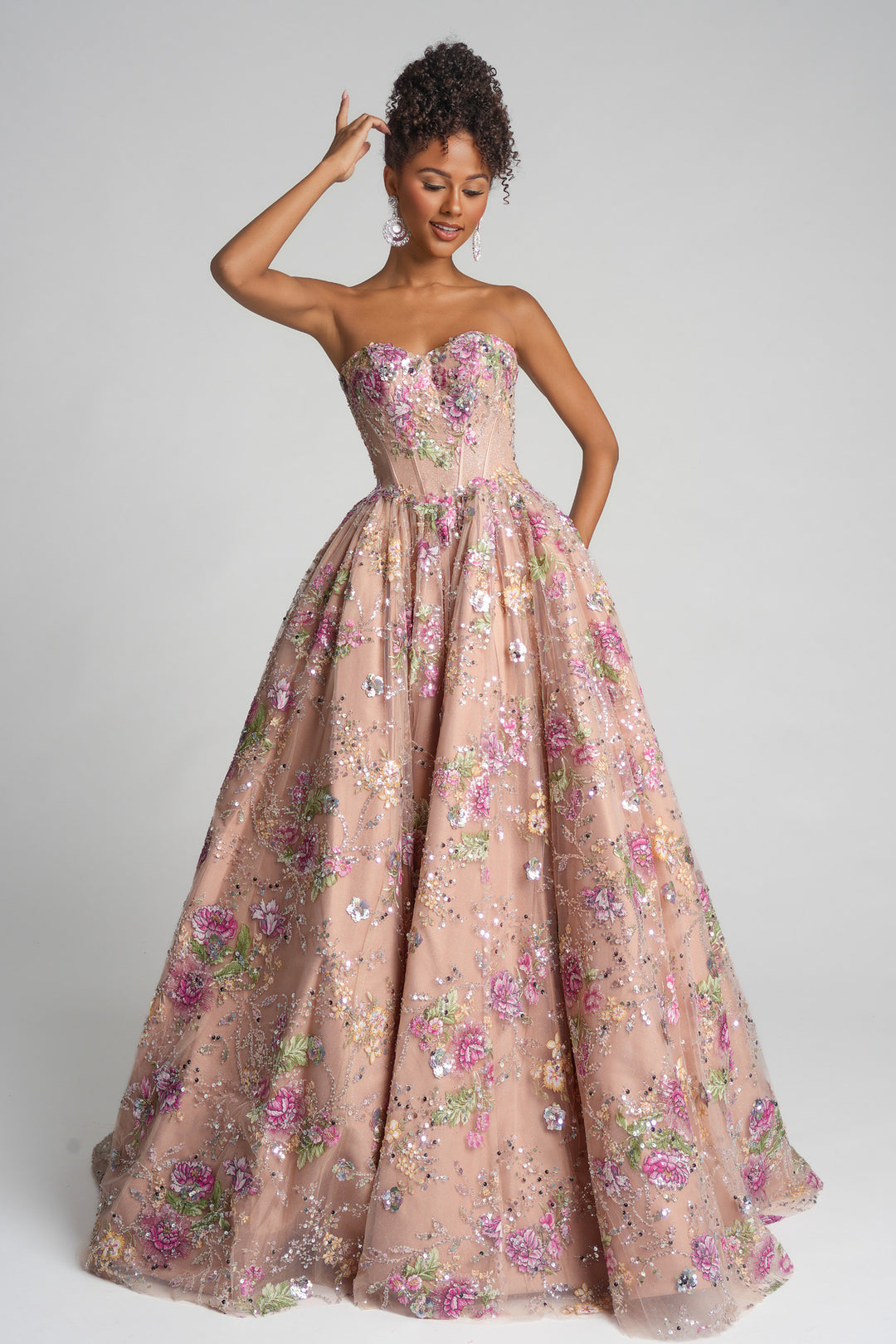 Portia & Scarlett PS26215 Floral Sweetheart Neck Prom Dress